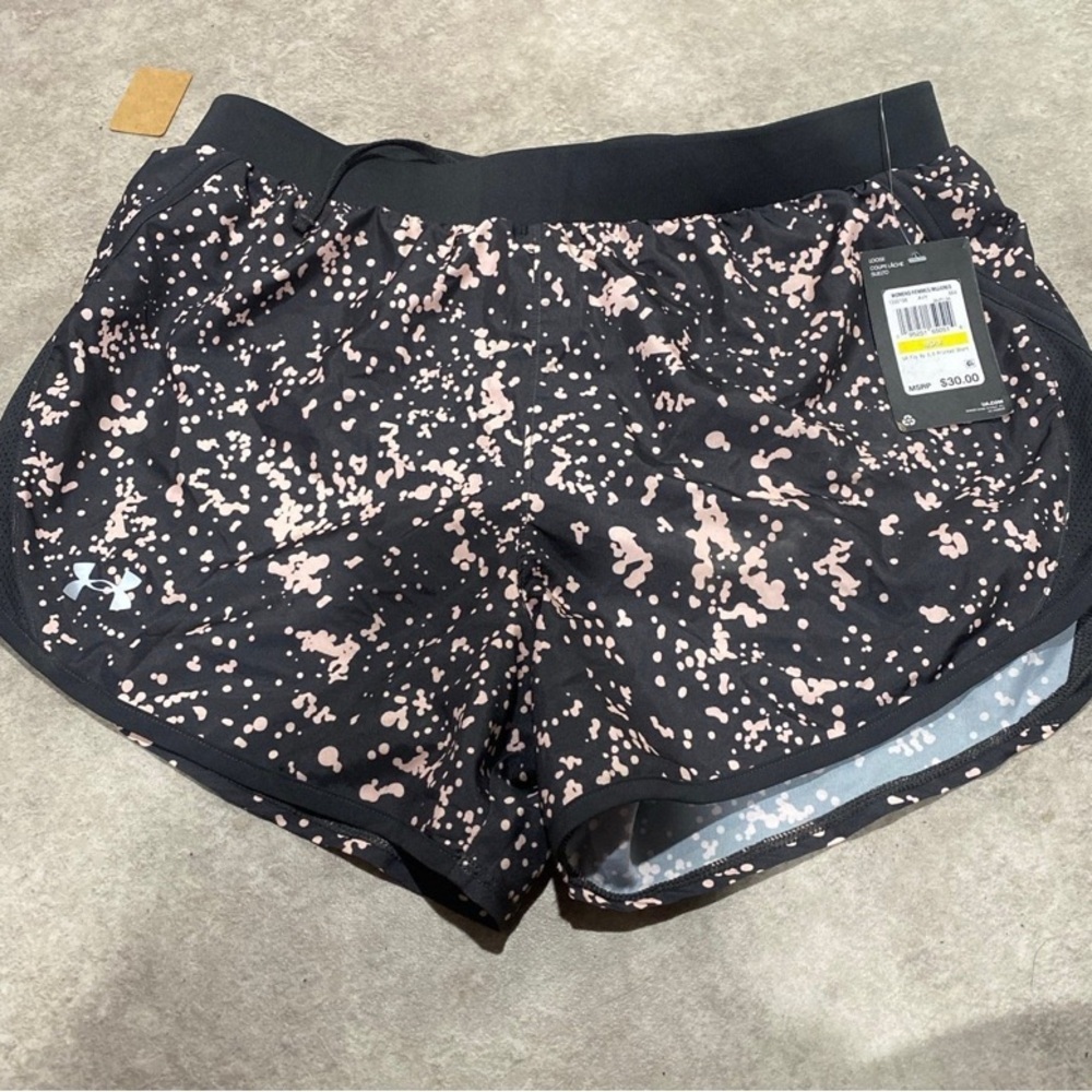 Under Armour Women's Black printed athletic workout Shorts sz medium nwt